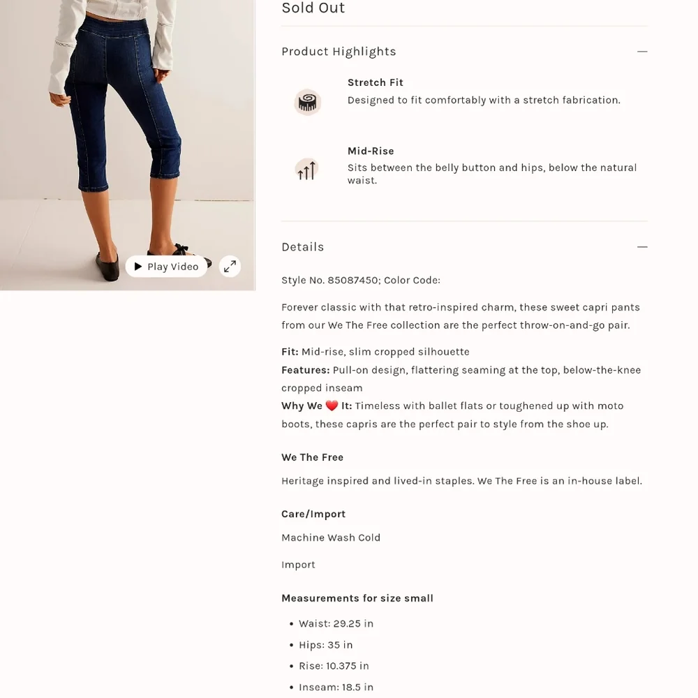 FREE PEOPLE We The Free Carousel Pull-On Capri Jeans NWT - Picture 14 of 14